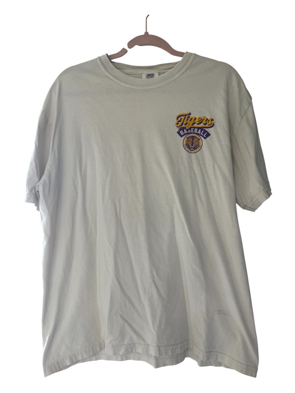 Comfort Colors LSU Tigers Baseball Short Sleeve T-Shirt Cream XL